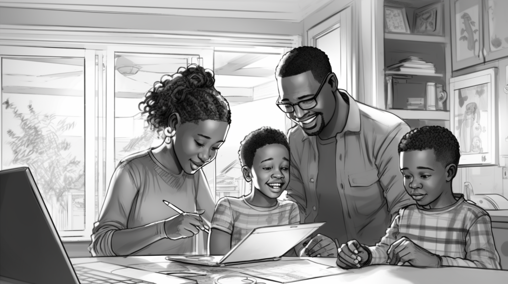 Family gathered around a computer viewing POPIA and CPA guidance.